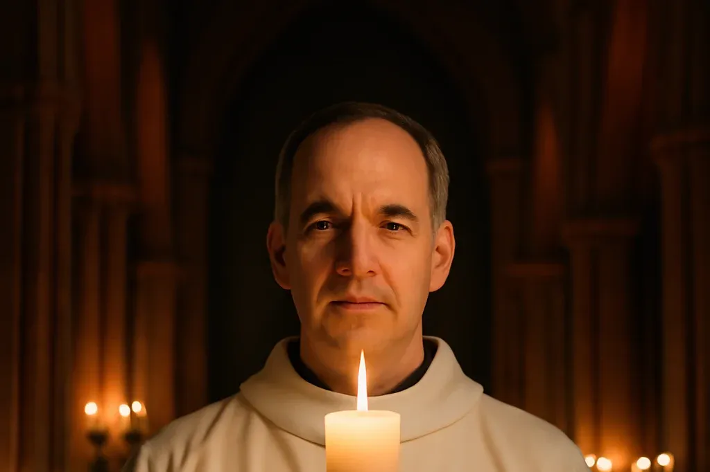 Feu nouveau et cierge pascal allumé dans la nef en grès rose de la cathédrale de Strasbourg pendant la Vigile pascale